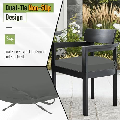 Image of Basic Beyond Outdoor Chair Cushions Set of 4, Outdoor Cushions for Patio Furniture, Water Resistant Patio Chair Cushions with 2 Ties, 17x16x2, Charcoal Grey