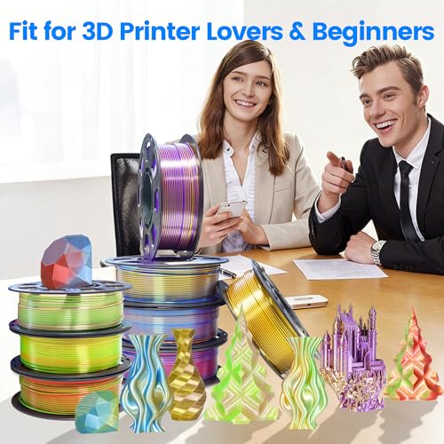Image of MIKA3D 3D Printing Dual Color in 1 Silk PLA Filament 8 Spools Bundle, 1.75mm Dual Color Shiny Coextrusion PLA Filament, 8 Most Popular Dual Color in 1 PLA Mixed, 0.25kg /Spool, Total 2kg