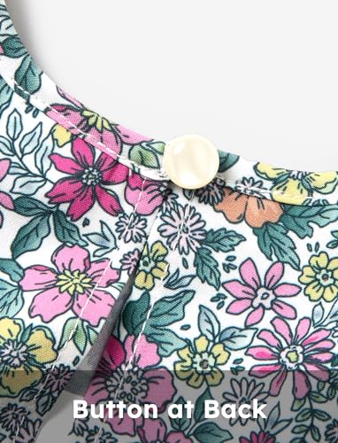 PATPAT Baby Girl's Floral Dress Ruffle Sleeve Cute Playwear Round Neck Dresses3