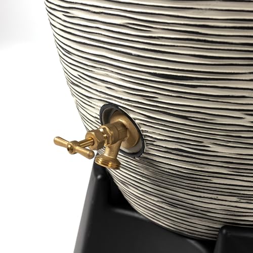 Image of Newport 50‑Gallon Flat‑Back Rain Barrel with Stand & Planter Bundle - Slate | Removable Lid, UV-Stabilized Outdoor Water Storage