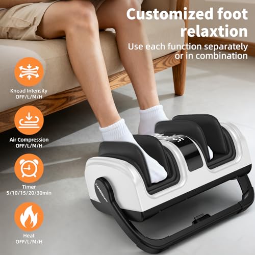 Image of CARESKY Shiatsu Foot Massager with Heat, Deep Kneading Foot Massager for Plantar Fasciitis, Neuropathy, Circulation and Pain Relief, Foot and Calf Massage at Home /Office