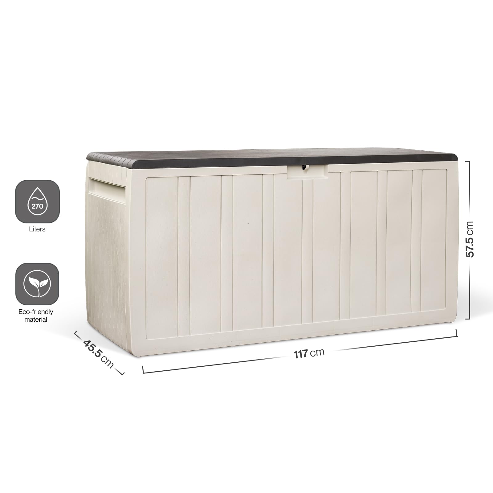 Kreher XXL Kissenbox/Auflagenbox Leonardo in Creme-Weiß mit 270 Liter Nutzvolumen- robust, abwaschbar und einfach im Aufbau