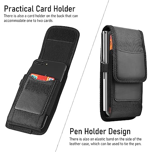 Image of GUSTAVE Anti-Scratch Nylon Phone Holster Clip On Phone Holster Protective Case for iPhone, Samsung Galaxy Note 20 /10+ Plus 5G, 2 in 1 Phone Card Holder with Carabiner, Gift for Men, Husband, Father