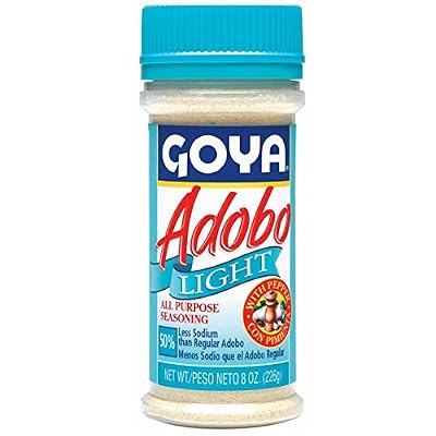 Goya Adobo Light with Pepper - 8 oz All Purpose Seasoning 50% Less Sodium (2 packs) 