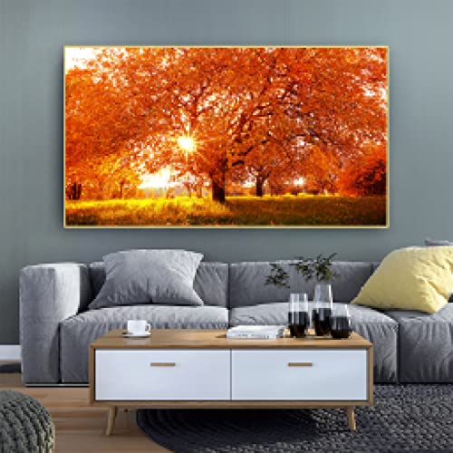 Tableau soleil arbre habiller grand mur vide salon 60x120cm