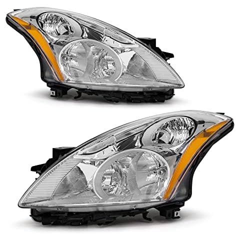 ADCARLIGHTS Compatible with 2010 2011 2012/10 11 12 Nissan Altima 4Door Sedan Headlights Headlight Assembly Chrome Housing Amber Reflector Replacement Left And Right Cover