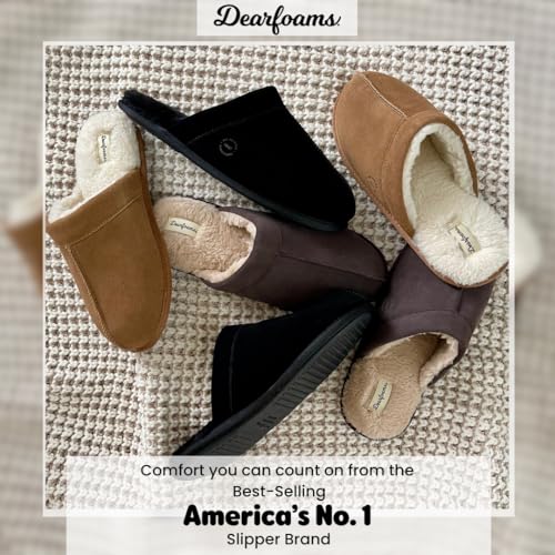 Image of Dearfoams Men's Bradford Genuine Suede House Shoe Scuff Slipper | Casual Slippers