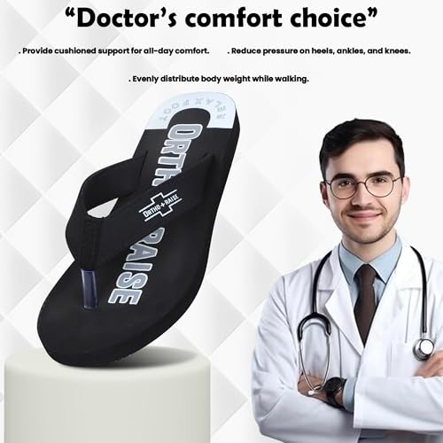 Image of Extra Soft Orthopaedic Comfort Slippers for Men | Anti-Skid, Arch Support, Doctor Recommended Flip Flops | Relax Footwear for Heel & Ankle Pain Relief
