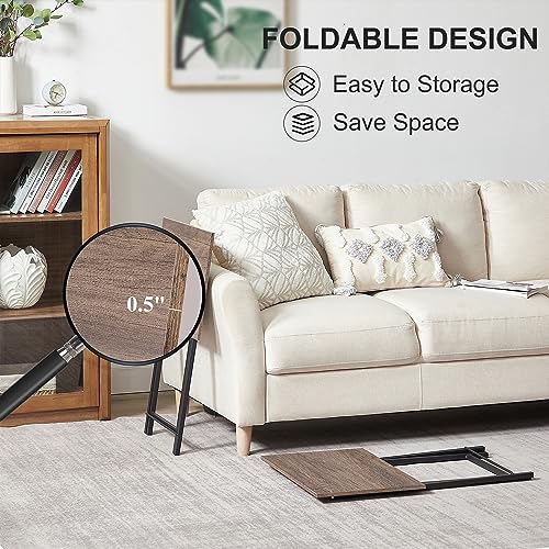 Image of VECELO TV Tray for Eating Set of 2, Portable Dinner /Snack Table with Cup Holder for Couch, Living Room and Small Space, 14.17 inch D x 18.8 inch W x 29.5 inch H, Coffee
