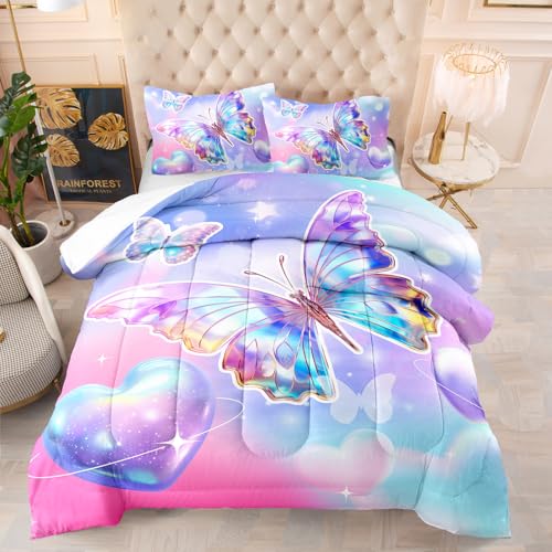 Edredon Cama 150 Mariposa del Amor Estampado Bedding Edredón Nórdico 140X200 Cm, Edredón De Fibra 200Gr/M²,Transpirable Colcha De Microfibra para Todas Las Estaciones