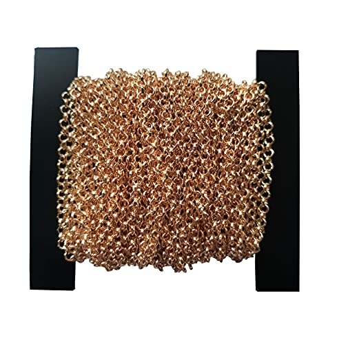 10 m lange gedrehte Kette aus Metall zur Schmuckherstellung, mit Rotgold überzogen, verblasst nicht, Kette für Armbänder und Halsketten (3,2 mm O-Kette) Cover