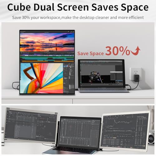 Image of Dual Monitor 14 Inch 2K OLED,Portable Touch Monitor for Laptop Extender| 2K |100% DCI P3|Plug-Play|Stand- VESA| |Slim-Frameless| Computer Triple Display Laptop PC Windows Mac