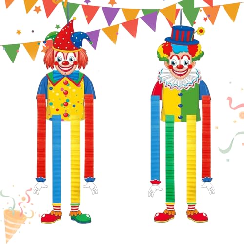 LYPPUL 2 Stück Clown Deko Karneval, Clown Banner Karneval, clown Deko Hängend Tür Wand, Fasching Party Dekoration, Zirkus clowns Dekoration für karneval, Zirkus deko und Geburststagsparty