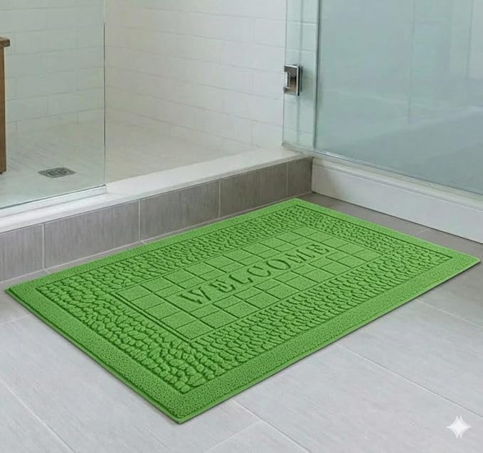 Welcome Emboss Door Mat for Home Entrance | Heavy-Duty Anti-Skid Floor Mat for Indoor & Outdoor Use | Dirt Trapping Easy-Clean Entryway Mat – 75x45 cm (Green)-image-48