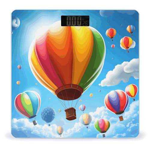 Báscula digital de baño con diseño globo aerostático y pantalla LCD miniatura 1