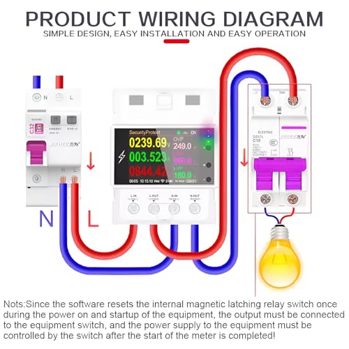 Image of XPR3SS AT4PW 100A Single Phase Smart Life Tuya WIFI Din Rail Smart Switch Remote Control AC 220V 110V Digital Power Energy Volt Amp Kwh Frequency Factor Meter