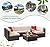 Devoko 7 Pieces Outdoor Sectional Sofa Patio Furniture Sets Manual Weaving Wicker Rattan Patio Conversation Sets with Cushion and Glass Table (Beige)