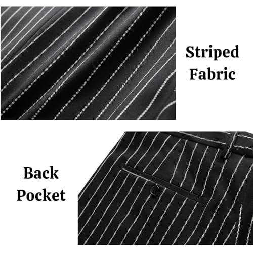 UNINUKOO Mens 2 Piece Pinstripe Suit for Men Double Breasted Tuxedo Business Wedding Dinner Party Jacket Pants Suit Set4