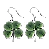 DANFORTH – Green Four Leaf Clover Earrings – Handcrafted Pewter 4 Leaf Clover Earrings For Women...
