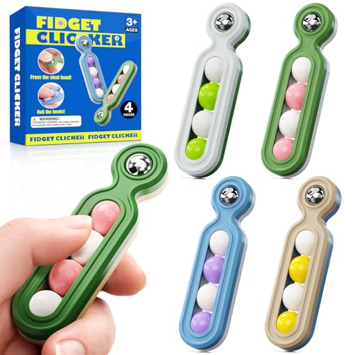 Fidget Toys Adults Stress Relief: 4 Pack Quiet Desk Fidget Clicker for ADHD Focus & Stress Relief,...