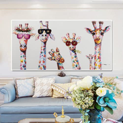 Toile girafe 50x100 cm sans cadre pour decoration murale de chambre d enfant