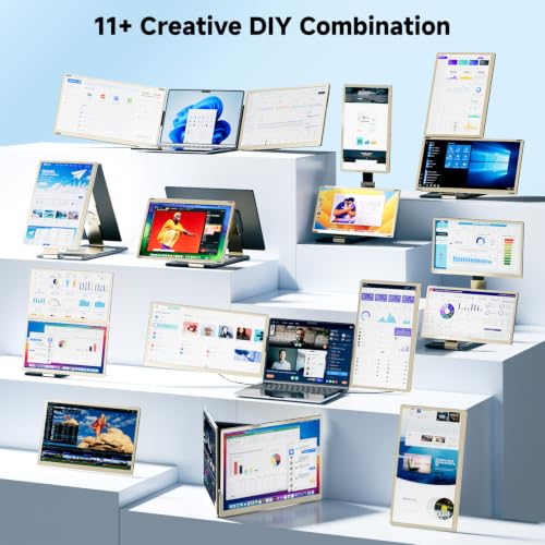 Image of KEFEYA Laptop Screen Extender 15.6 inch, Portable Triple Monitor for Laptops 13-17.3 inch, FHD 1080P 120% sRGB 235 Rotation Detachable Laptop Monitor Extender for Windows /Mac /Dex /Chrome /Surface, Plug n Play
