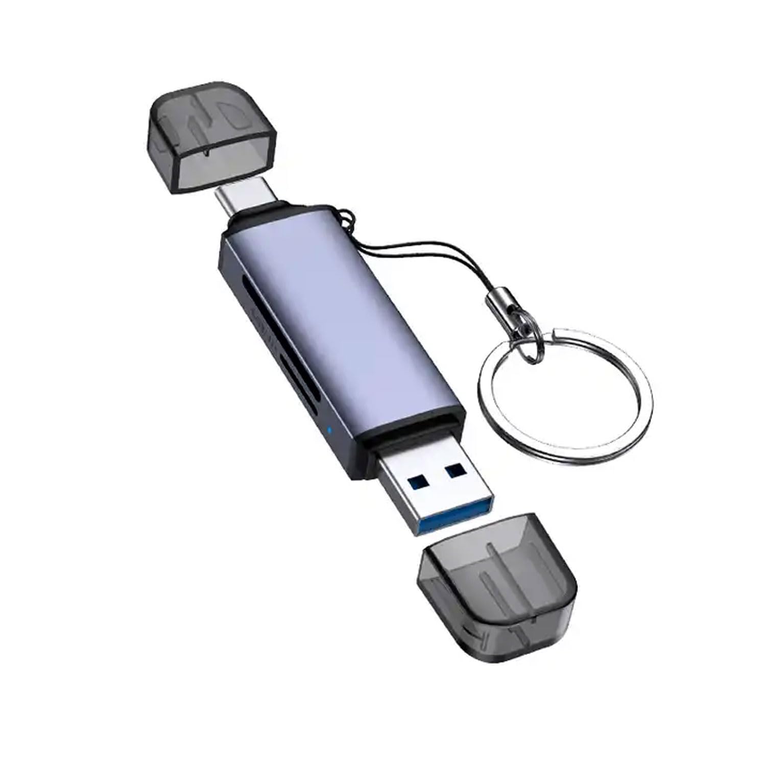 Witamy 2-in-1 Memory Card Reader & Keychain. Supports SD & Micro SD, Type-C & USB 3.0, Aluminum Alloy, 5Gbps Speed. Ideal for PC, Mobile, Laptop-image-3