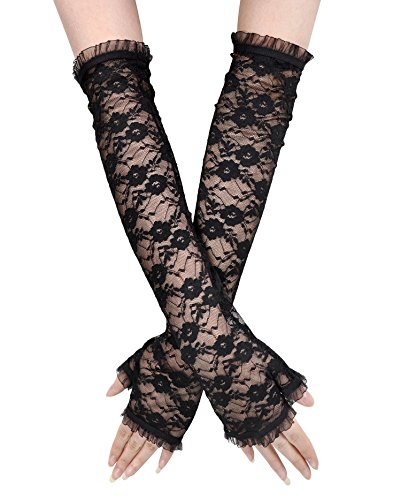 AshopZ Women's Party Sexy Lace Wedding Dress Long Fingerless Glove,Black AshopZ Women's Party Sexy Lace Wedding Dress Long Fingerless Glove,Black