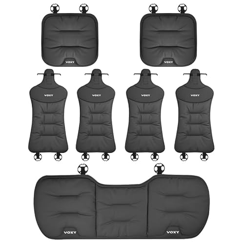 シートカバー VOXY適用 専用ロゴ付き 最新 レザー シートクッション 90系80系70系 シリーズ対応 車用 シートカバーセット 蒸れない 座クッション 体圧分散 前座席用 後部座席用 カー用品 (ブラック, 7枚セット・4席分用)