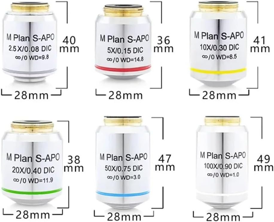 Microscope Accessories Kit Semi Apochromatic DIC Objective Lens Plan Semi-apochromatic Differential Interference for Metallurgical Infinity Microscope Microscope Slides(10X)