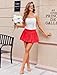 Women Bubble Skirt Short Summer Skirts Casual Mini Skirt Boho High Waisted Skirts Going Out Party Skirt Red M