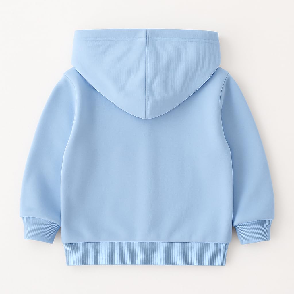 Bold N Elegant Kids Winter Warm Fleece Awesome Dinosaur Print Front Open Regular Fit Zipper Hoodie Sweatshirt for Infant Toddler Baby Boys & Girls (2-3 Years, Blue) - Image 2 thumbnail