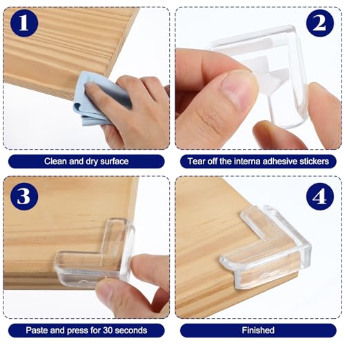 Image of Mabor Furniture Corner Protectors, 12Pcs Baby Proofing Furniture Corner Protector Guards, Clear PVC Safety Corner Bumpers & Cushion to Cover Sharp Furniture & Table Edges, L-Shaped
