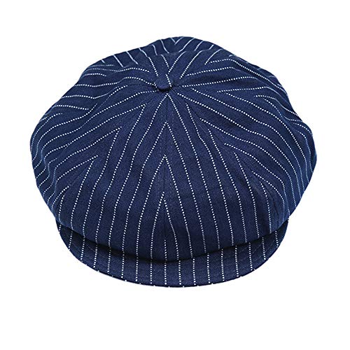 Newsboy Hat American Retro Men's Cap Indigo Octagonal Hat Striped Casual Cotton Short Brim Cap Newsboy Hat American Retro Men's Cap Indigo Octagonal Hat Striped Casual Cotton Short Brim Cap