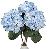 Flovewer 25 Inch Tall 3 Pcs Long Stem Fake Flowers Large Plants Artificial Silk Hydrangea Bush...