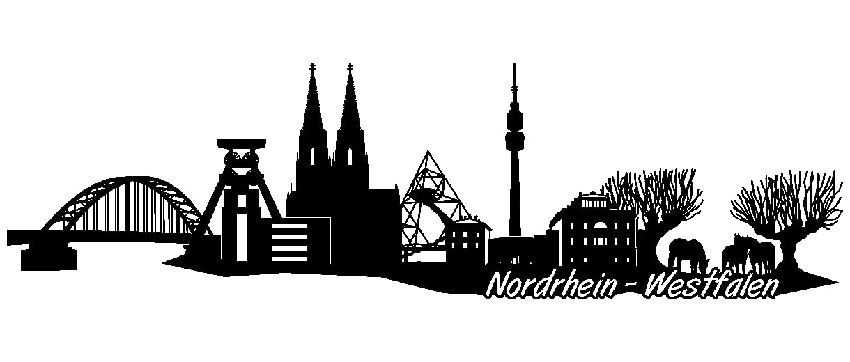 Samunshi® NRW Skyline Wandtattoo 150 x 42cm schwarz