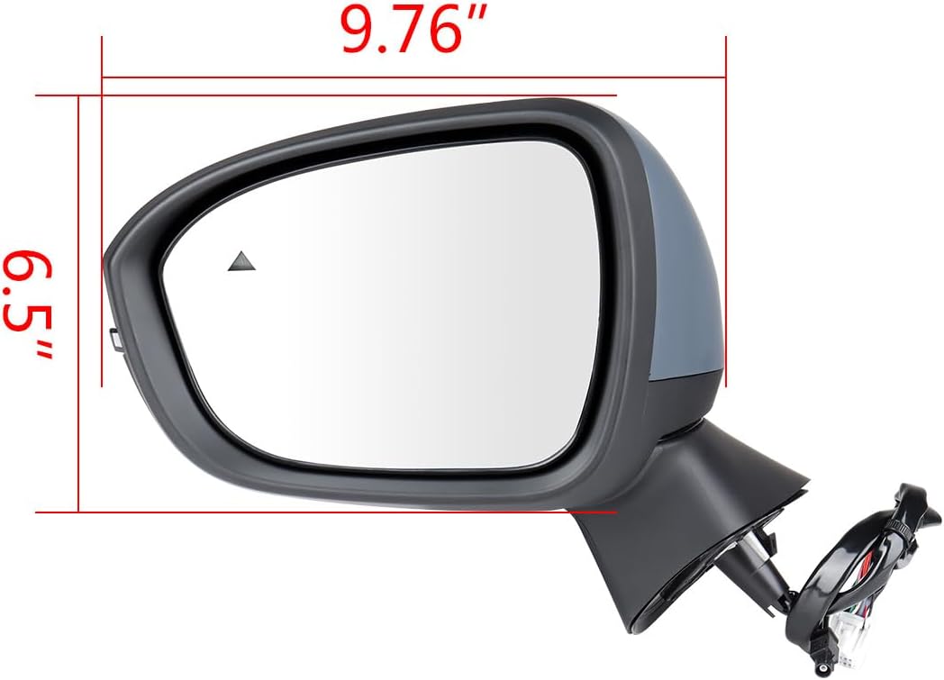 Astra Depot Driver Side Primer Finish Rearview Mirror 9+1 Pins 7632F109 Power Heated Folding Wide-Angle 360-Degree View Camera Compatible for 2022-2024 Mitsubishi Outlander PHEV Blind Spot Turn Signal