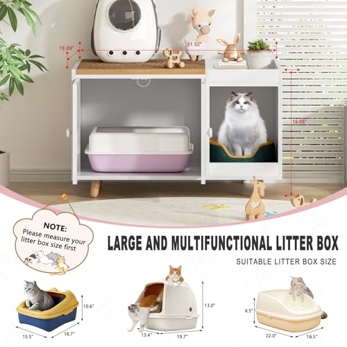 image for Furologee Cat Litter Box Enclosure with Scratching Pad,Hidden Cat Litt