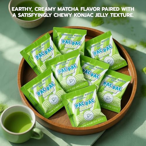 Image of Matcha Konjac Chews | Premium Konjac Jelly Treats | Vegan, Gluten-Free, Low-Calorie | Crafted in Japan | Only 4g Sugar, 0g Fat per Serving | Green Tea Snack for Weight Management