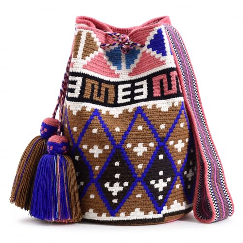 Image of WYOU Designer Wayuu Hand-Crochet Woven Summer Beach Bag for Everyday, Travel-Large Beachy Purse, Colorful Purses for Women