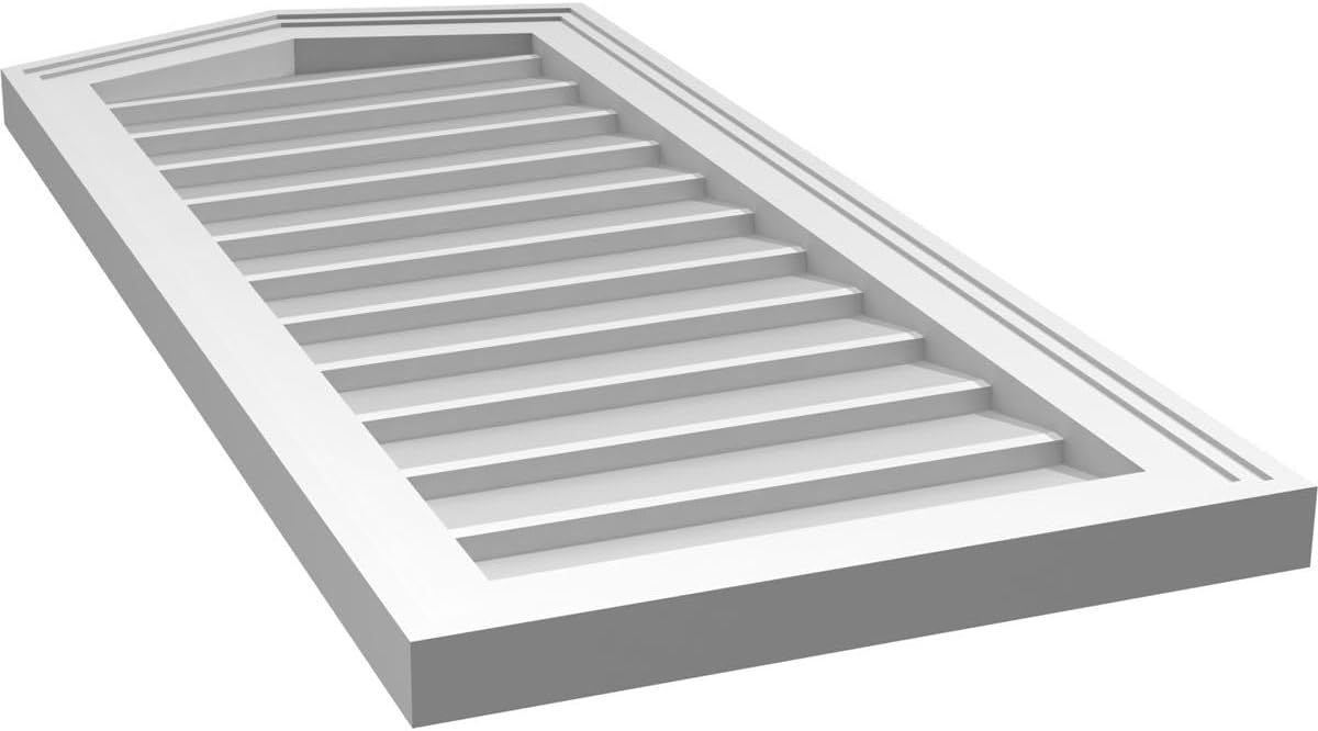 GVSPE16X3602SN-04 Peaked Top Brickmould Frame, Primed Tan Signature Series Surface Mount Gable Vents, 16-in. W x 36-in. H, Unfinished