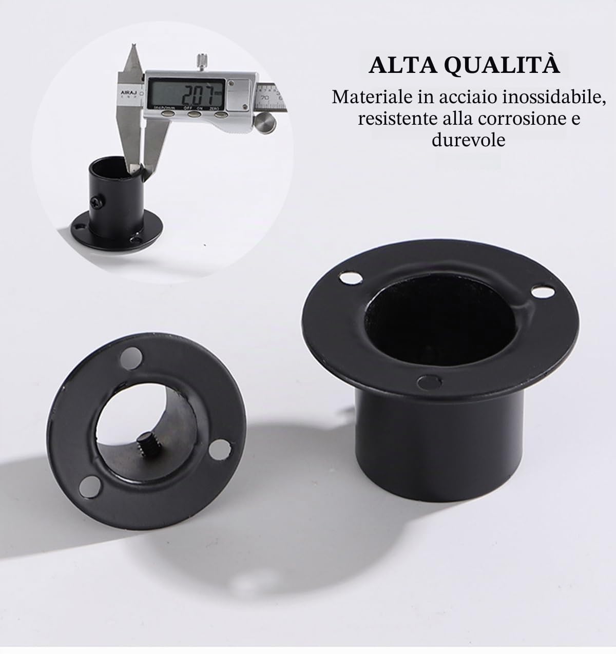 4 Pezzi Supporto Asta Armadio a Forma di U in Acciaio INOX Supporto per Asta per Tende Closet Asta Estremità Supporti Flangia Supporto Barra con Viti (Nero 32mm)