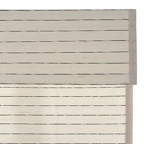 Image of TWOPAGES Ramie Bamboo Blind Cordless No Drill Roman Shade for Indoor Windows Light Filtering Custom Made Roman Window Shade Blackout, Beige White, 1 Piece