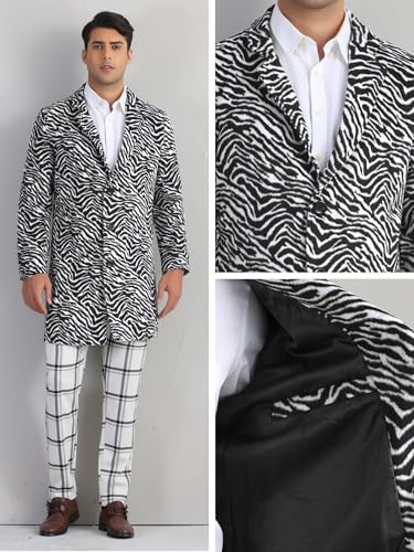 Image of Lars Amadeus Animal Printed Trench Coat for Men's Notched Lapel Classic Vintage Winter Overcoats