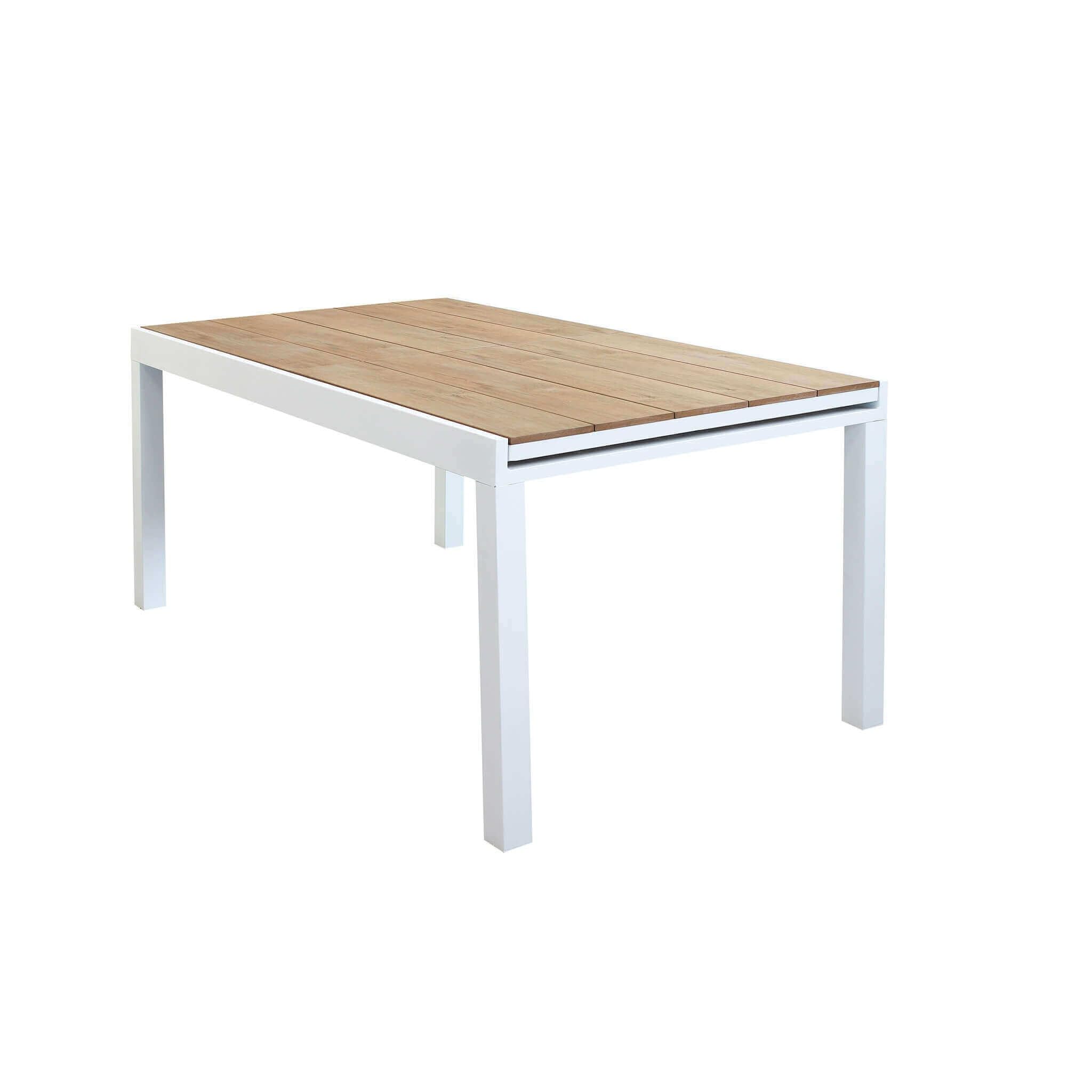 Tavolo Rettangolare Allungabile in Alluminio Bianco E Polywood Marrone 200/300 X 100 da Esterno Giardino, per Ristorante