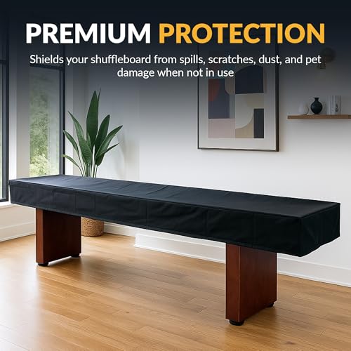 Hathaway 9-Ft Shuffleboard Table Cover – Black Synthetic Leather with Soft Cotton Backing – Durable Dust and Spill Protection for Game Room Shuffleboard Tables - Thumbnail 3