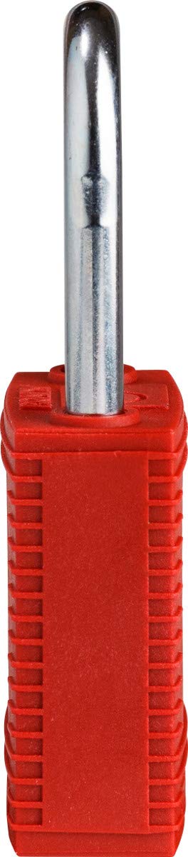 Candado Safekey de Nailon/Acero, 38mm x 84mm x 19mm, Rojo, Paquete de 3
