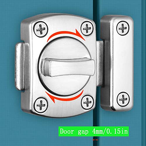 KAFENDA Inward-Opening Door Latch Bedroom Door Lock Security Door Lock Safety Push-to-Open Surface-Mounted Bathroom Door Bolt Suitable for All Types of Swing Doors (Brushed Silver) - Image 3