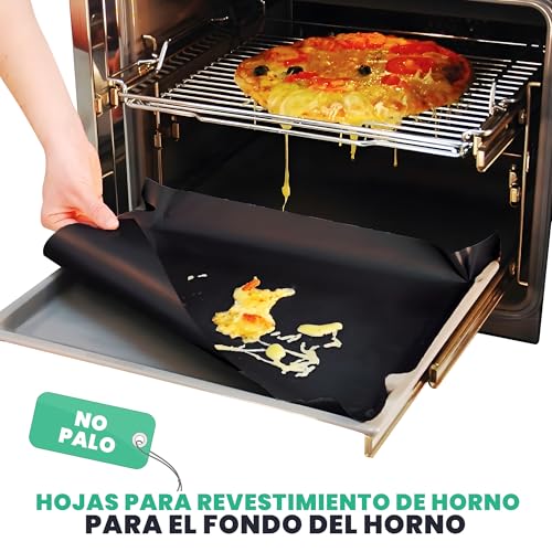 Hoja de Revestimiento de Horno (Paquete de 3) - Protectores de Horno Resistentes antiadherentes Reutilizables Grandes de 50x40 cm para la Parte Inferior de los hornos - Imagen 3