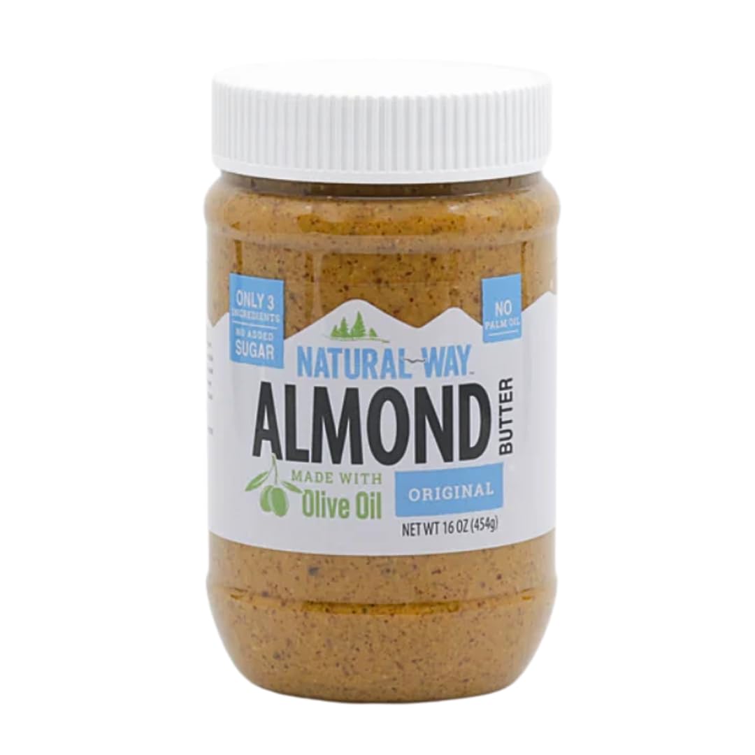 Natural Way Almond Butter, Original, (1) 16 Ounce Jar - Made with Olive Oil, No Hydrogenated Oils, Non-GMO, Gluten Free
